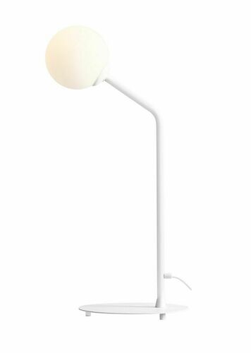 Check Aldex Pure White Metal Glass Desk Lamp E14 62cm 1064B