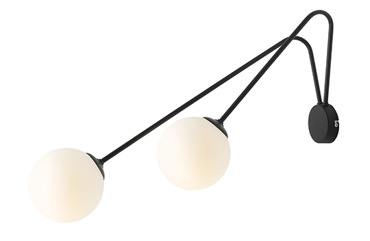 Aldex Holm 2 Black Wall Lamp E14 Metal Glass 72 cm SKU 1082D1_L