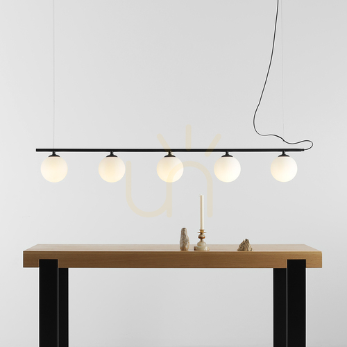 Check Aldex Beryl Glass 5 Black Linear Pendant Light, 5 × E14, 1006F1