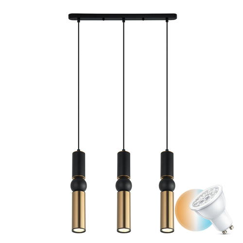 Check Italux Isidora Black 3-Light GU10 Pendant Light PND-14290-3A-BK-BRO