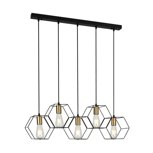 Check Italux Pendant Light Black 5-Light E27 Steel PND-74889-5-BK