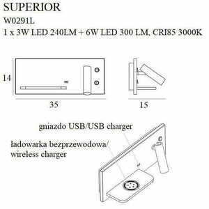 Wall Light Max Light Superior W0291L White USB Inductive Charger 2x9W 4 Wall Light Max Light Superior W0291L White USB Inductive Charger 2x9W small 4