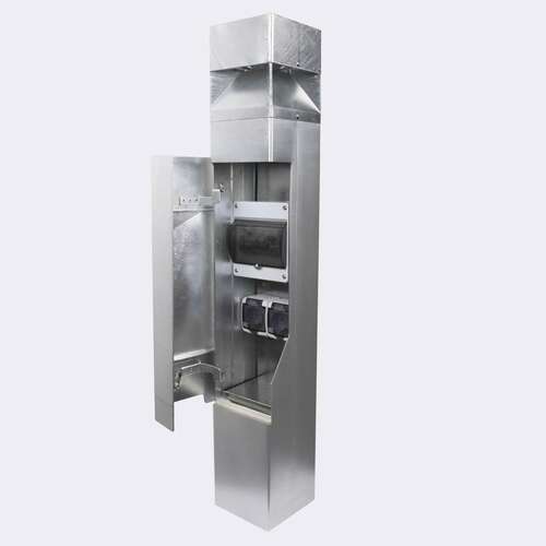 Check ARVIKA 893 bollard light, galvanized steel, LED 8.8W 3000K, with SCHUKO socket - NORLYS