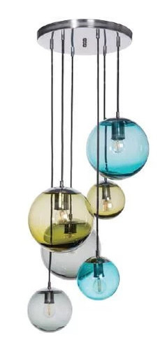 Check Famlight Bacan pendant light – set of 6 glass globes, stainless steel