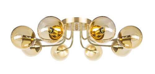 Check Famlight Bacan Ceiling M19 Flush Ceiling Light 8xE14 Amber Glass Brass Ø80 cm