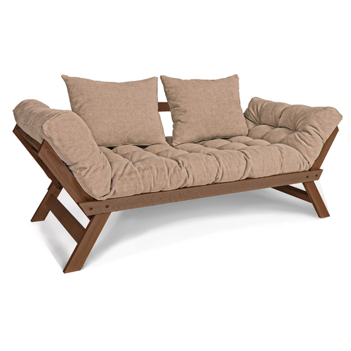 Check WoodMan ALLEGRO Futon Sofa Bed, Beige, Beech in Walnut Finish, WUA-00539
