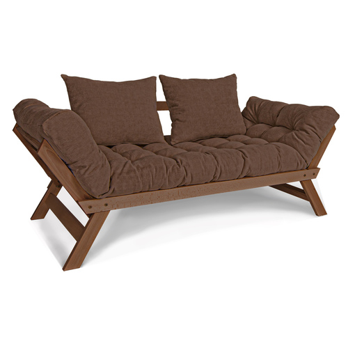 Check WoodMan Allegro Beech Wood Sofa Bed Walnut Brown 203 cm WUA-00533