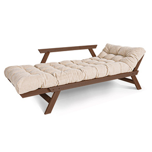WoodMan Allegro Sofa Bed Beech Wood Walnut Cream 203x80 WUA-00532 small 1