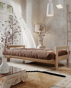 WoodMan Mexico Sofa Bed Solid Beech Wood Raw Brown 210x105/145cm 100620 small 3