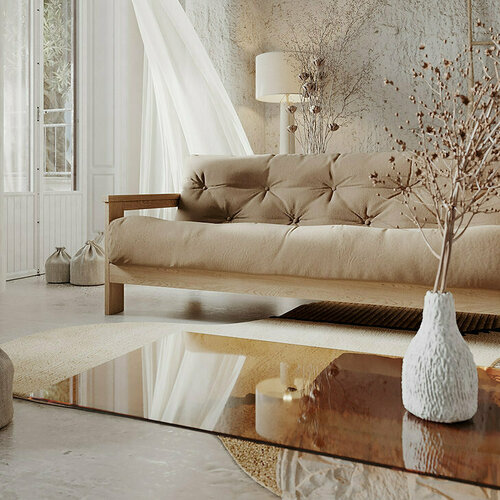 Check WoodMan Mexico Double Sofa Bed, Beech Wood, Beige, WUA-00627