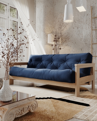 Check Sofa WoodMan MEXICO Navy Blue Beech Wood Scandinavian Sofa WUA-01419