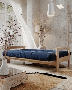 WoodMan MEXICO Sofa Bed, Natural Beech, Blue, 140 × 200 cm Mattress, WUA-00628 small 4