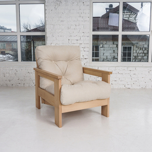 WoodMan Mexico Reclining Wooden Armchair, Beech Wood, Cream, WUA-00808 small 2