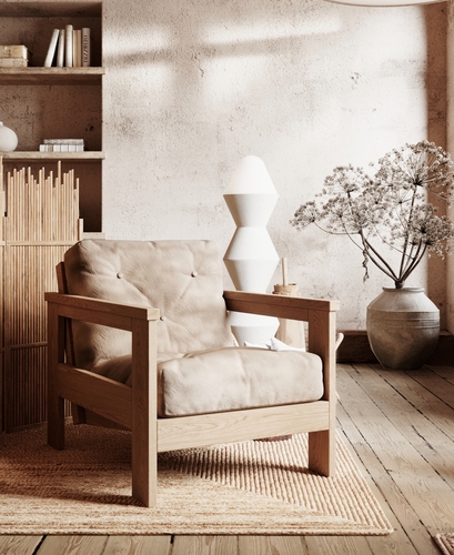 Check WoodMan Mexico Reclining Wooden Armchair, Beech Wood, Cream, WUA-00808