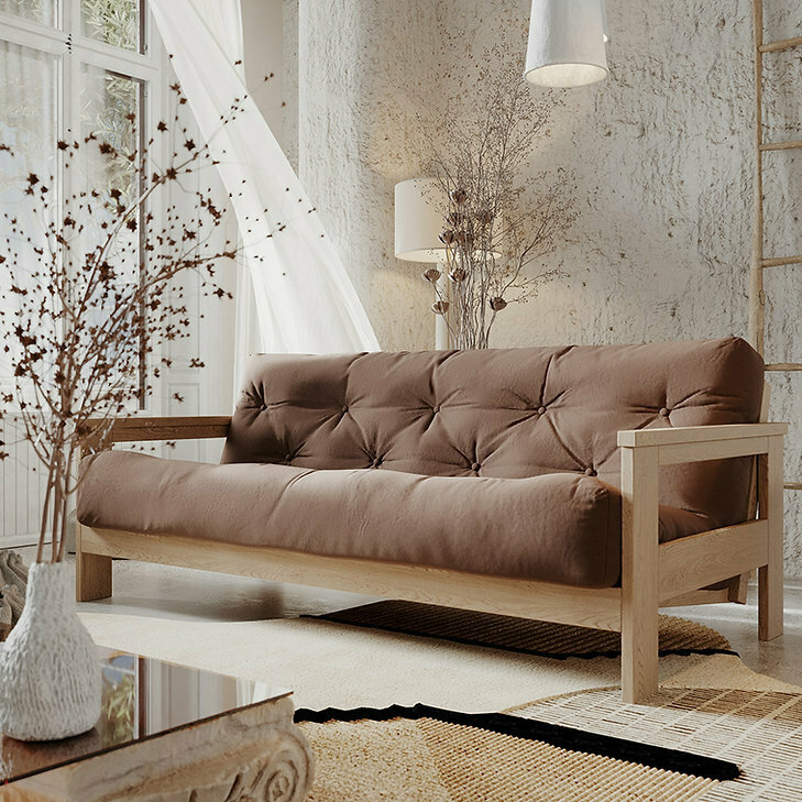 View WoodMan Mexico Sofa Bed Beech Wood Natural Brown 210x105cm WUA-00620 WoodMan Mexico Sofa Bed Beech Wood Natural Brown 210x105cm WUA-00620