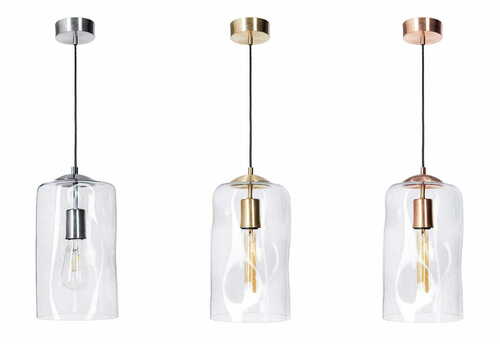 Check Modern glass pendant lamp Famlight RUU transparent, brass