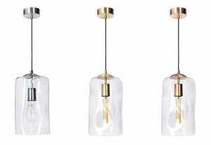 Modern glass pendant lamp Famlight RUU transparent, brass small 1