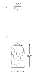 Modern glass pendant lamp Famlight RUU transparent, brass small 3