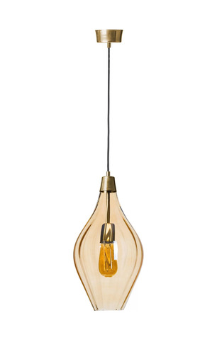 Check SAVAII optic lister pendant lamp Famlight brass, hand-blown glass Ø22.5 cm