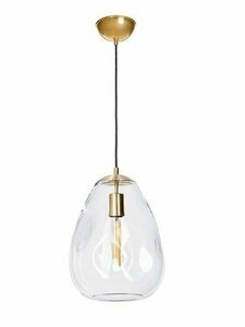Famlight Storm L 46-1003001 glass pendant light, clear glass and brushed brass small 0