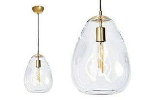 Famlight Storm L glass pendant light – clear glass, brushed brass, 27 cm small 1