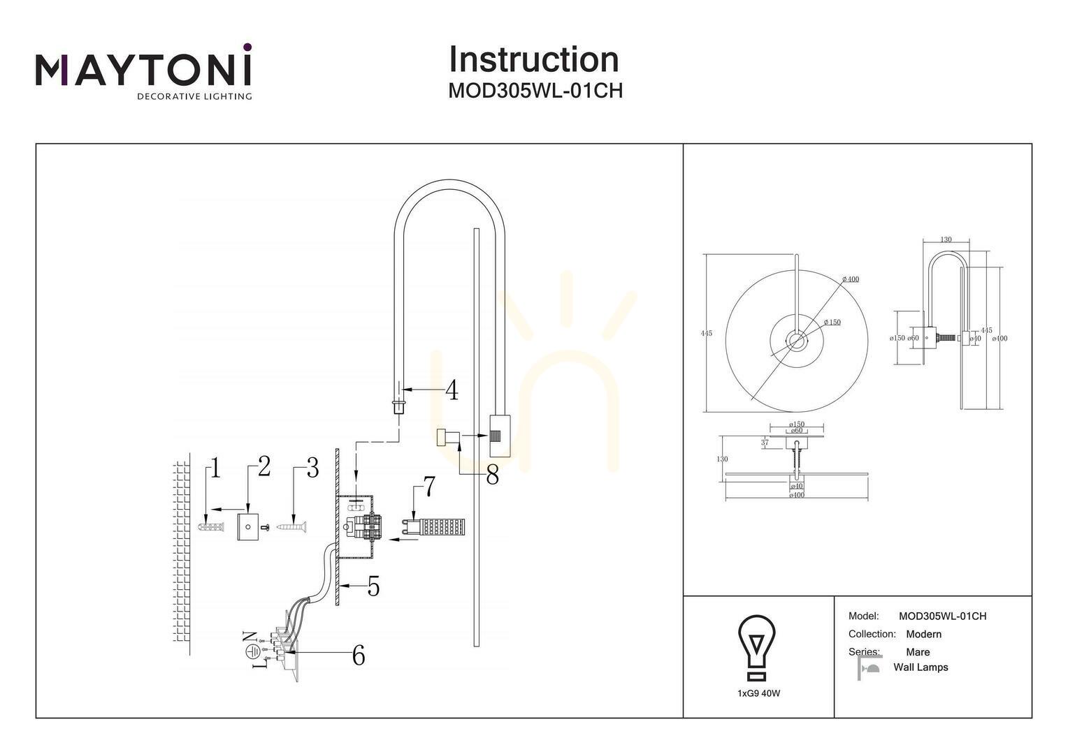 Wall lamp MARE MOD305WL-01CH Maytoni | Lunares Store