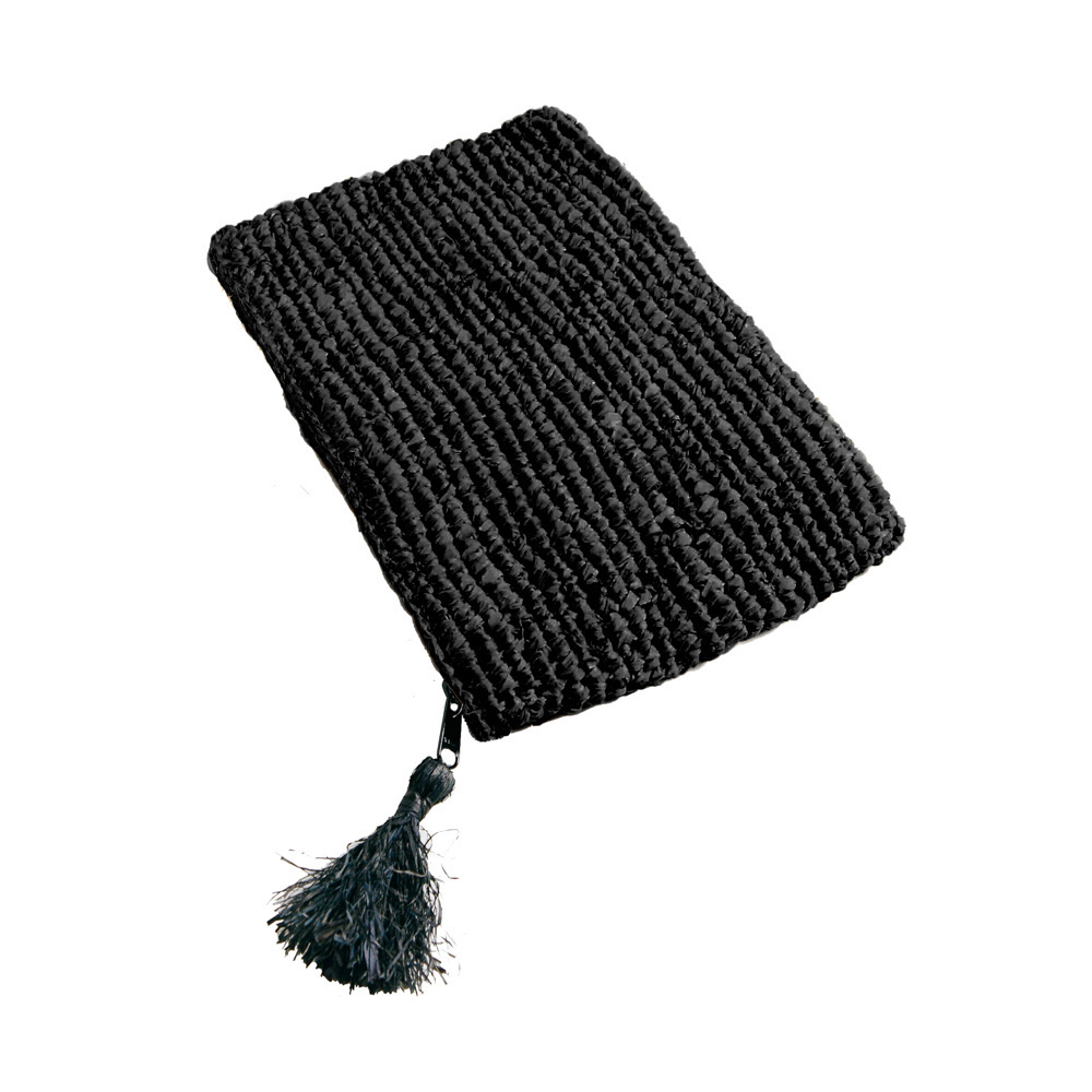 Check The Raffia Clutch - Black Black - L The Raffia Clutch - Black Black - L