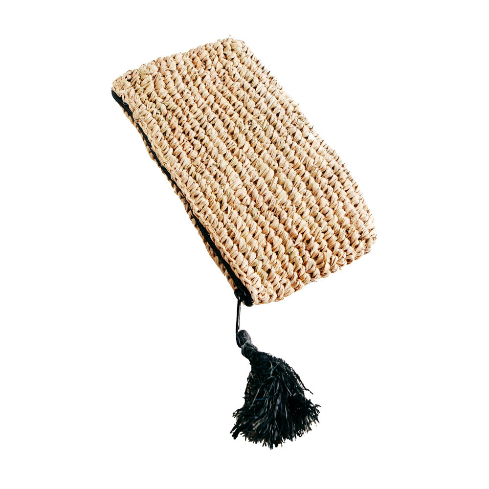 Check The Raffia Clutch - Natural Black - S The Raffia Clutch - Natural Black - S