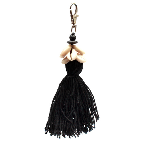Check The Cowrie Tassel Keychain - Black