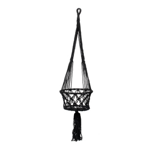 The Macrame Plant Holder - Black - L small 0