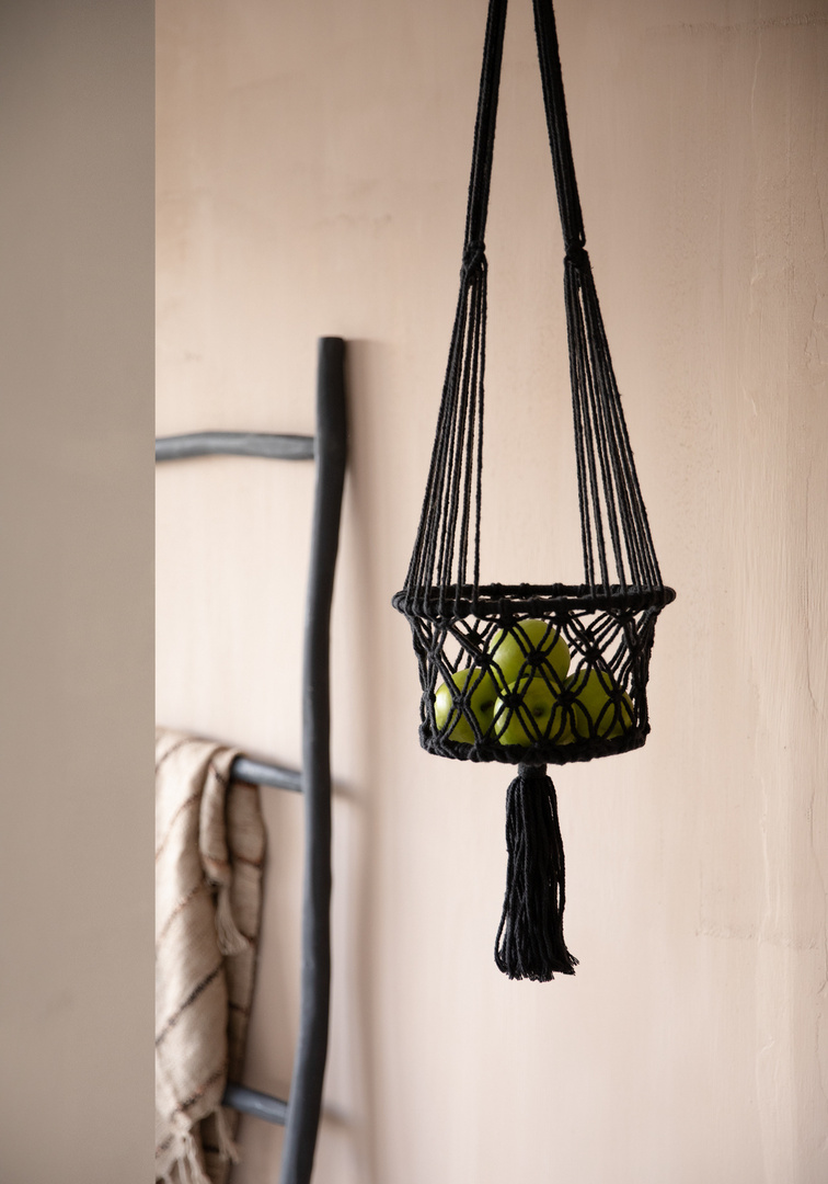 View The Macrame Plant Holder - Black - M The Macrame Plant Holder - Black - M