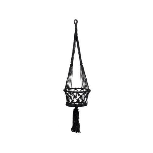 Check The Macrame Plant Holder - Black - M