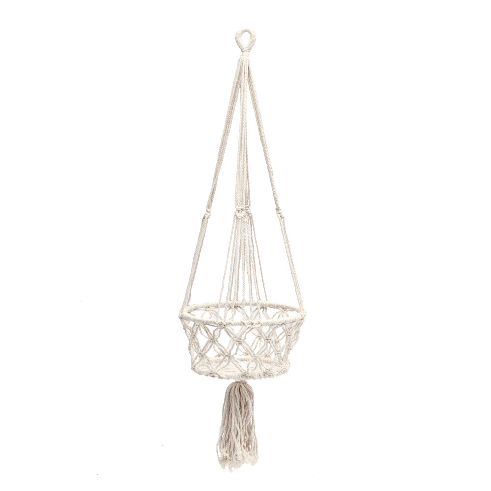 Check The Macrame Plant Holder - White - L The Macrame Plant Holder - White - L