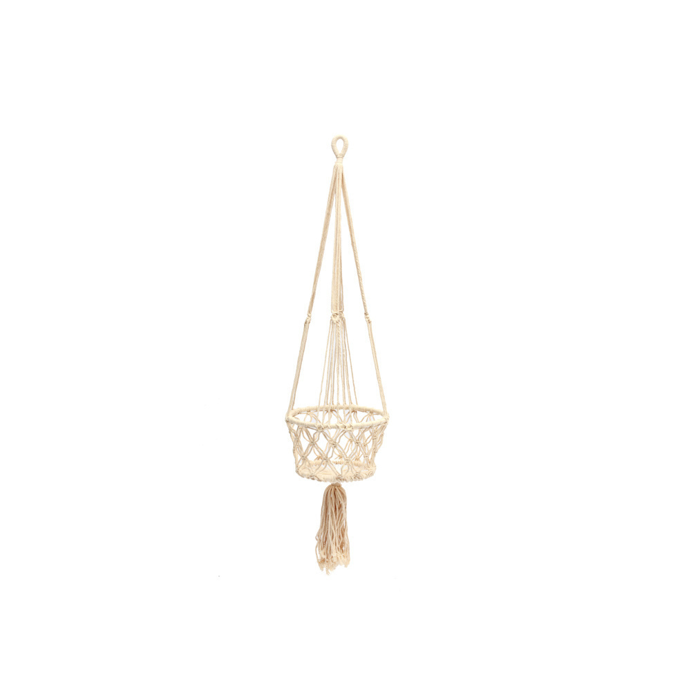 Check The Macrame Plant Holder - White - S The Macrame Plant Holder - White - S