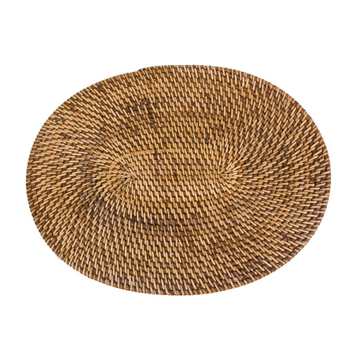 Check The Colonial Oval Placemat - Natural Brown