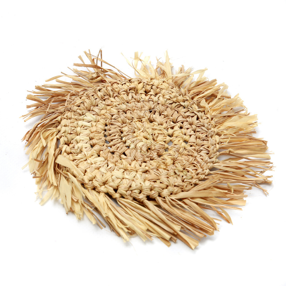 Display The Fringe Raffia Coaster - Natural The Fringe Raffia Coaster - Natural