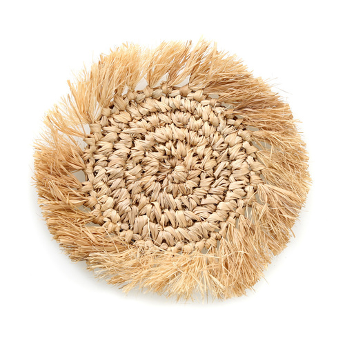 Check The Fringe Raffia Coaster - Natural