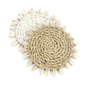 The Seagrass Shell Coaster - White 1 The Seagrass Shell Coaster - White small 1