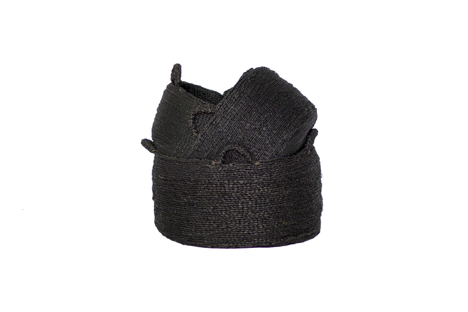 Check Les Quatre Mains Baskets - Black - Set of 3 Les Quatre Mains Baskets - Black - Set of 3