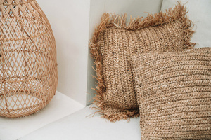 The Raffia Flores Cushion Cover Square - Natural - 40x40. 1 The Raffia Flores Cushion Cover Square - Natural - 40x40. small 1