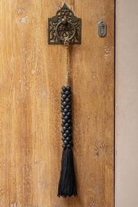 Bazar Bizar Wooden Bead Decorative Hanging with Cotton Tassel, Black, 80 cm small 1