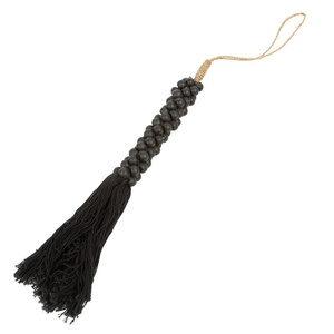 Bazar Bizar Wooden Bead Decorative Hanging with Cotton Tassel, Black, 80 cm small 3