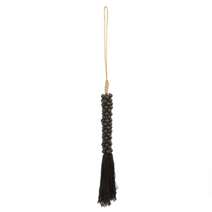 Bazar Bizar Wooden Bead Decorative Hanging with Cotton Tassel, Black, 80 cm small 0