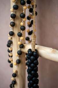 Bazar Bizar Wooden Bead Decorative Hanging with Cotton Tassel, Black, 80 cm small 6