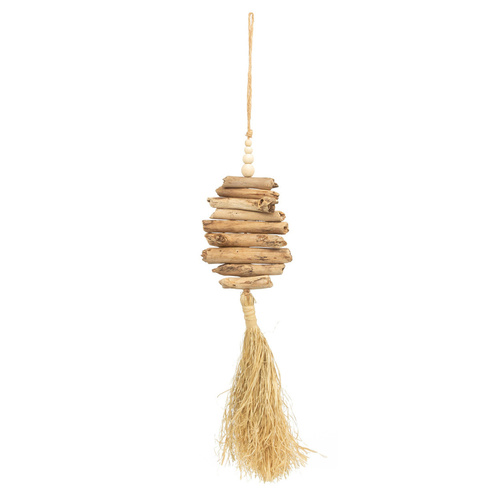 Check Raffia Driftwood Wall Decor BAZAR BIZAR Black Brown 60 cm