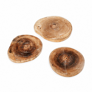 Teak Coaster Stand BAZAR BIZAR Natural Handmade Wood 10 cm small 1