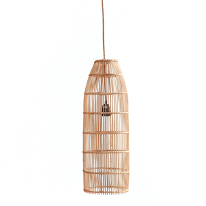 Openwork Pendant Lamp - The Fish Trap M, E27, Rattan small 0