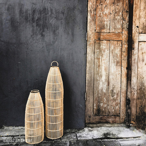 Openwork Pendant Lamp - The Fish Trap M, E27, Rattan small 5