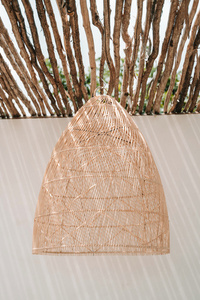 Boho pendant lamp - The Twister M, E27, Rattan, plaid small 7