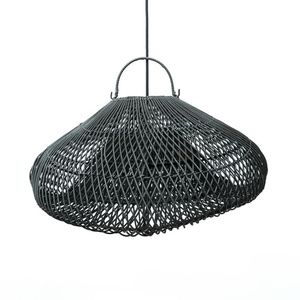 Boho pendant lamp - The Cloud M, E27, Rattan, black small 1